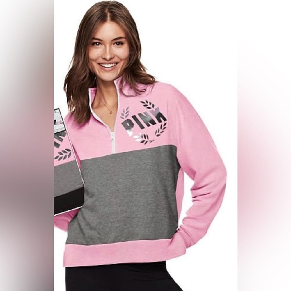 PINK VA Campus Colorblock 1/4 Zip Sweatshirt